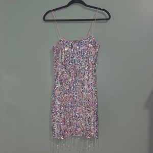Retrofete - Heather Dress in Tutti Fruitti S beaded, star sequin, fringe dress